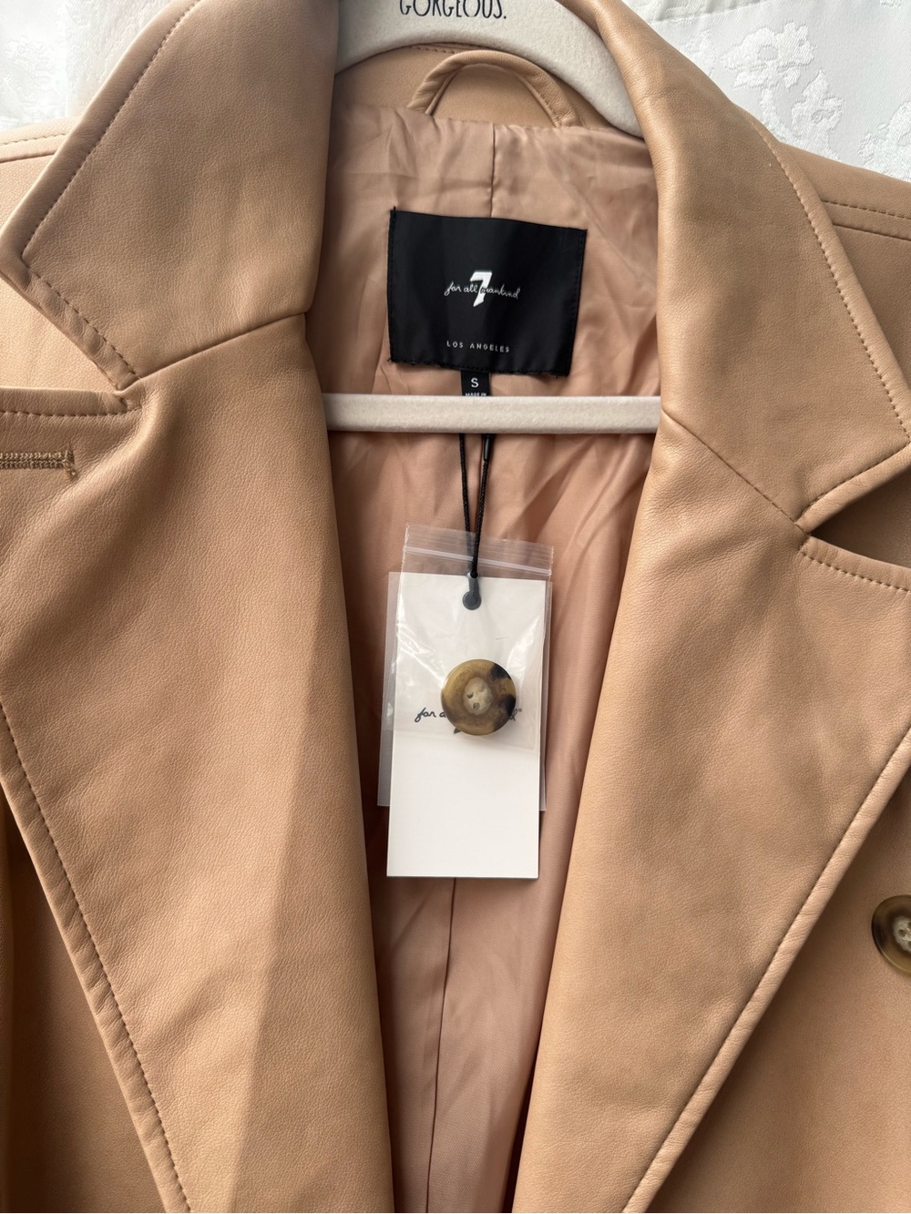 7 for all mankind faux leather trench coat - Picture 3 of 7